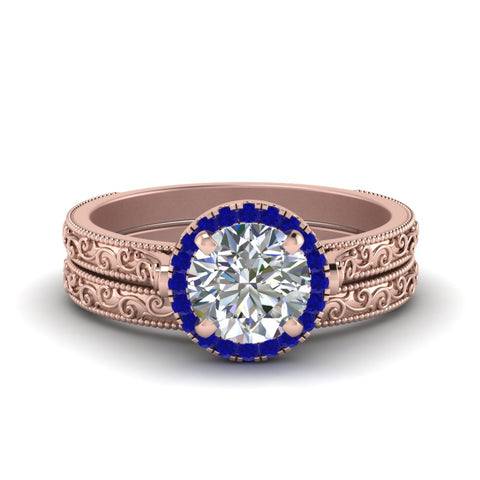hand-engraved-round-cut-halo-diamond-wedding-ring-set-with-sapphire-in-rose-gold-FD8588ROGSABL-NL-RG?v=1757665293