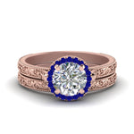 Load image into Gallery viewer, hand-engraved-round-cut-halo-diamond-wedding-ring-set-with-sapphire-in-rose-gold-FD8588ROGSABL-NL-RG_c6dbdcc1-87a5-4dab-954c-aaf8fbf7d67d?v=1757665404

