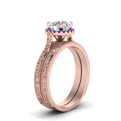 hand-engraved-round-cut-halo-diamond-wedding-ring-set-with-sapphire-in-rose-gold-FD8588ROGSABLANGLE2-NL-RG?v=1757665292
