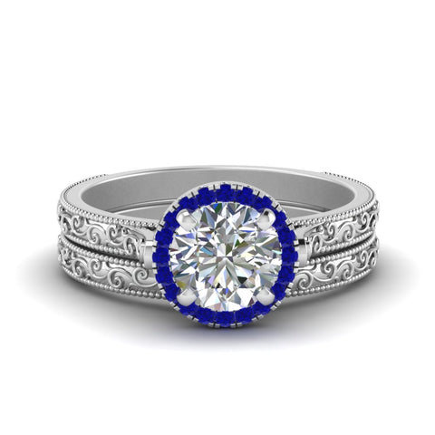 hand-engraved-round-cut-halo-diamond-wedding-ring-set-with-sapphire-in-white-gold-FD8588ROGSABL-NL-WG?v=1757665293