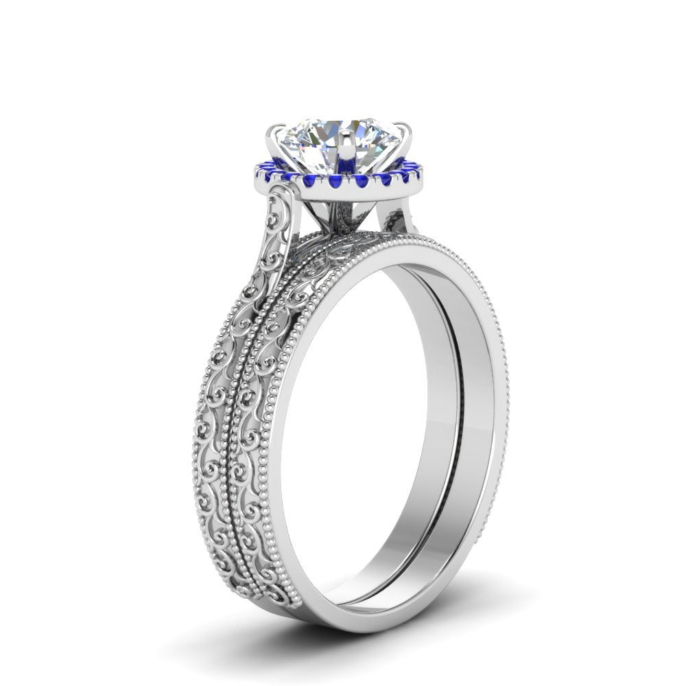 hand-engraved-round-cut-halo-diamond-wedding-ring-set-with-sapphire-in-white-gold-FD8588ROGSABLANGLE2-NL-WG?v=1757665292