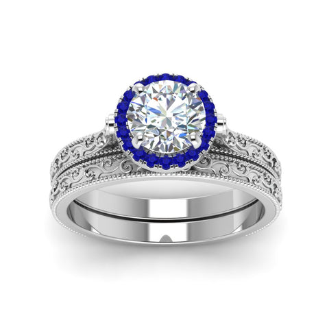 hand-engraved-round-cut-halo-diamond-wedding-ring-set-with-sapphire-in-white-gold-FD8588ROGSABLANGLE5-NL-WG?v=1757665292