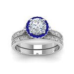 Load image into Gallery viewer, hand-engraved-round-cut-halo-diamond-wedding-ring-set-with-sapphire-in-white-gold-FD8588ROGSABLANGLE5-NL-WG_abb09186-c199-4b21-bc7d-acd02ed88fe0?v=1757665404
