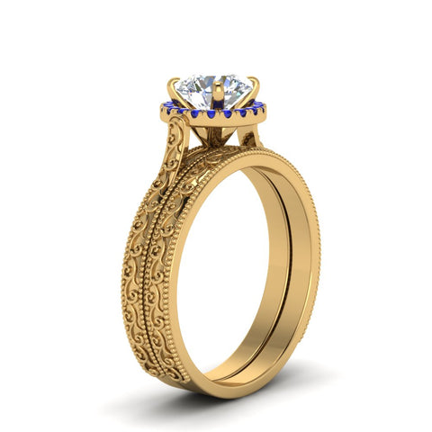 hand-engraved-round-cut-halo-diamond-wedding-ring-set-with-sapphire-in-yellow-gold-FD8588ROGSABLANGLE2-NL-YG?v=1757665292
