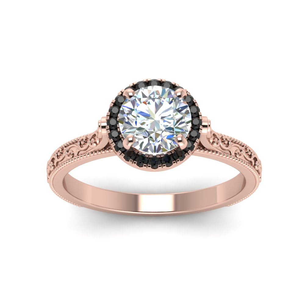 hand-engraved-round-cut-halo-engagement-ring-with-black-diamond-in-rose-gold-FD8588RORGBLACKANGLE5-NL-RG?v=1757588457