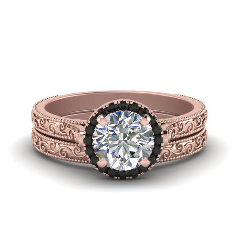 hand-engraved-round-cut-halo-wedding-ring-set-with-black-diamond-in-rose-gold-FD8588ROGBLACK-NL-RG?v=1757665293