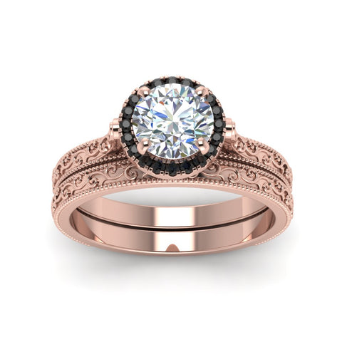 hand-engraved-round-cut-halo-wedding-ring-set-with-black-diamond-in-rose-gold-FD8588ROGBLACKANGLE5-NL-RG?v=1757665292