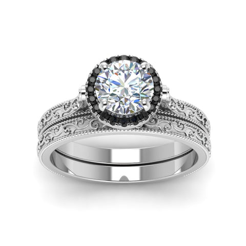 hand-engraved-round-cut-halo-wedding-ring-set-with-black-diamond-in-white-gold-FD8588ROGBLACKANGLE5-NL-WG?v=1757665293