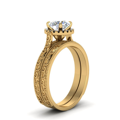 hand-engraved-round-cut-halo-wedding-ring-set-with-black-diamond-in-yellow-gold-FD8588ROGBLACKANGLE2-NL-YG?v=1757665293