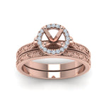 Load image into Gallery viewer, hand-engraved-semi-mount-halo-diamond-wedding-ring-set-in-rose-gold-FD8588ROSMANGLE5-NL-RG?v=1757666482

