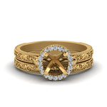 Load image into Gallery viewer, hand-engraved-semi-mount-halo-diamond-wedding-ring-set-in-yellow-gold-FD8588ROSM-NL-YG?v=1757666482
