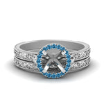Load image into Gallery viewer, hand-engraved-semi-mount-halo-diamond-wedding-ring-set-with-blue-topaz-in-white-gold-FD8588ROSMGICBLTO-NL-WG?v=1757666482
