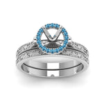 Load image into Gallery viewer, hand-engraved-semi-mount-halo-diamond-wedding-ring-set-with-blue-topaz-in-white-gold-FD8588ROSMGICBLTOANGLE5-NL-WG?v=1757666482
