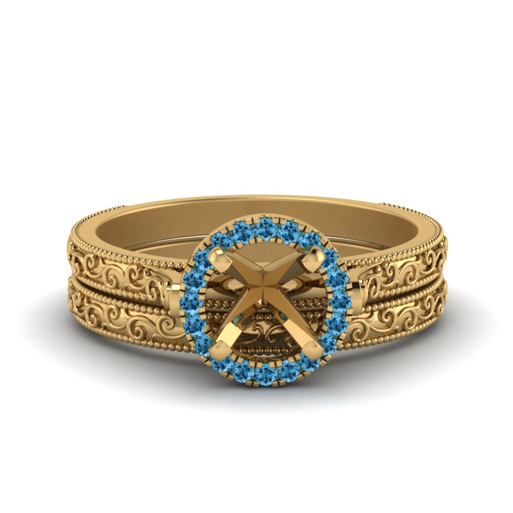 hand-engraved-semi-mount-halo-diamond-wedding-ring-set-with-blue-topaz-in-yellow-gold-FD8588ROSMGICBLTO-NL-YG?v=1757666482