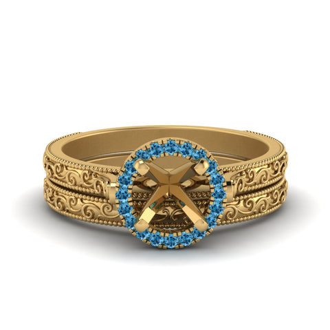 hand-engraved-semi-mount-halo-diamond-wedding-ring-set-with-blue-topaz-in-yellow-gold-FD8588ROSMGICBLTO-NL-YG?v=1757666482