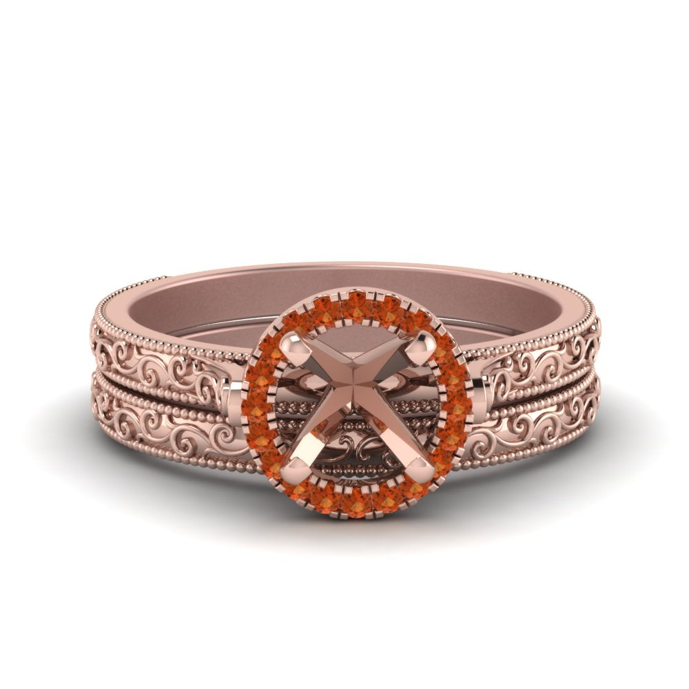 hand-engraved-semi-mount-halo-diamond-wedding-ring-set-with-orange-sapphire-in-rose-gold-FD8588ROSMGSAOR-NL-RG?v=1757666483