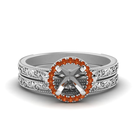 hand-engraved-semi-mount-halo-diamond-wedding-ring-set-with-orange-sapphire-in-white-gold-FD8588ROSMGSAOR-NL-WG?v=1757666482