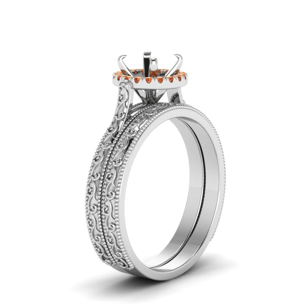 hand-engraved-semi-mount-halo-diamond-wedding-ring-set-with-orange-sapphire-in-white-gold-FD8588ROSMGSAORANGLE2-NL-WG?v=1757666482