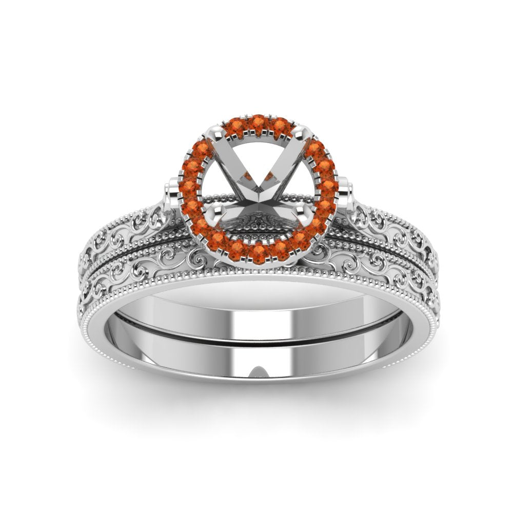 hand-engraved-semi-mount-halo-diamond-wedding-ring-set-with-orange-sapphire-in-white-gold-FD8588ROSMGSAORANGLE5-NL-WG?v=1757666482