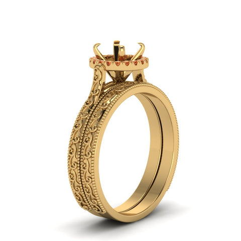 hand-engraved-semi-mount-halo-diamond-wedding-ring-set-with-orange-sapphire-in-yellow-gold-FD8588ROSMGSAORANGLE2-NL-YG?v=1757666482