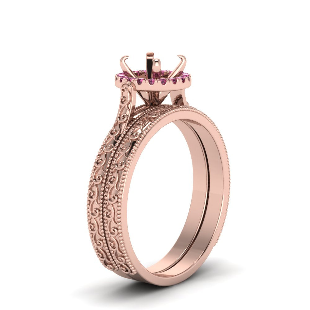 hand-engraved-semi-mount-halo-diamond-wedding-ring-set-with-pink-sapphire-in-rose-gold-FD8588ROSMGSADRPIANGLE2-NL-RG?v=1757666482