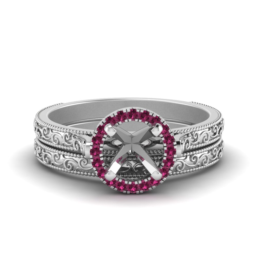 hand-engraved-semi-mount-halo-diamond-wedding-ring-set-with-pink-sapphire-in-white-gold-FD8588ROSMGSADRPI-NL-WG?v=1757666482