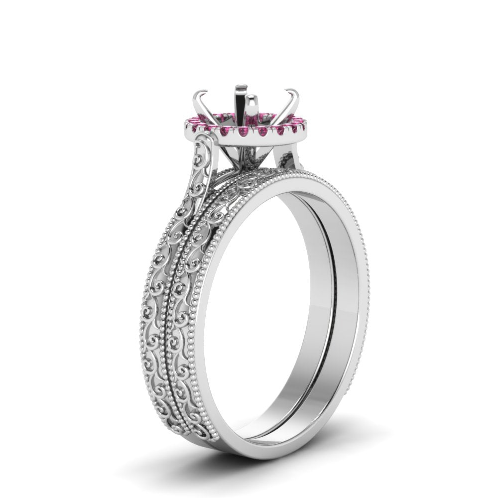hand-engraved-semi-mount-halo-diamond-wedding-ring-set-with-pink-sapphire-in-white-gold-FD8588ROSMGSADRPIANGLE2-NL-WG?v=1757666482