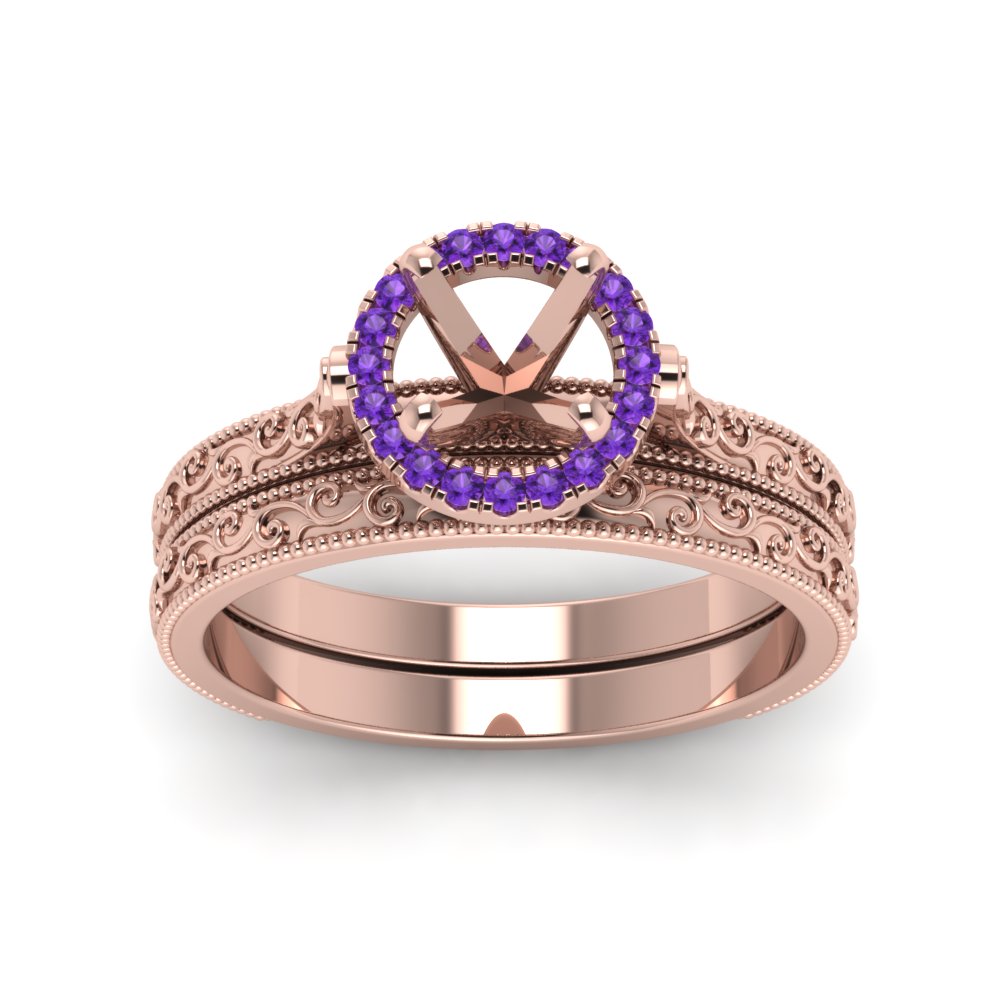 hand-engraved-semi-mount-halo-diamond-wedding-ring-set-with-purple-topaz-in-rose-gold-FD8588ROSMGVITOANGLE5-NL-RG?v=1757666482