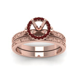 Load image into Gallery viewer, hand-engraved-semi-mount-halo-diamond-wedding-ring-set-with-ruby-in-rose-gold-FD8588ROSMGRUDRANGLE5-NL-RG?v=1757666486

