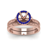 Load image into Gallery viewer, hand-engraved-semi-mount-halo-diamond-wedding-ring-set-with-sapphire-in-rose-gold-FD8588ROSMGSABLANGLE5-NL-RG?v=1757666486
