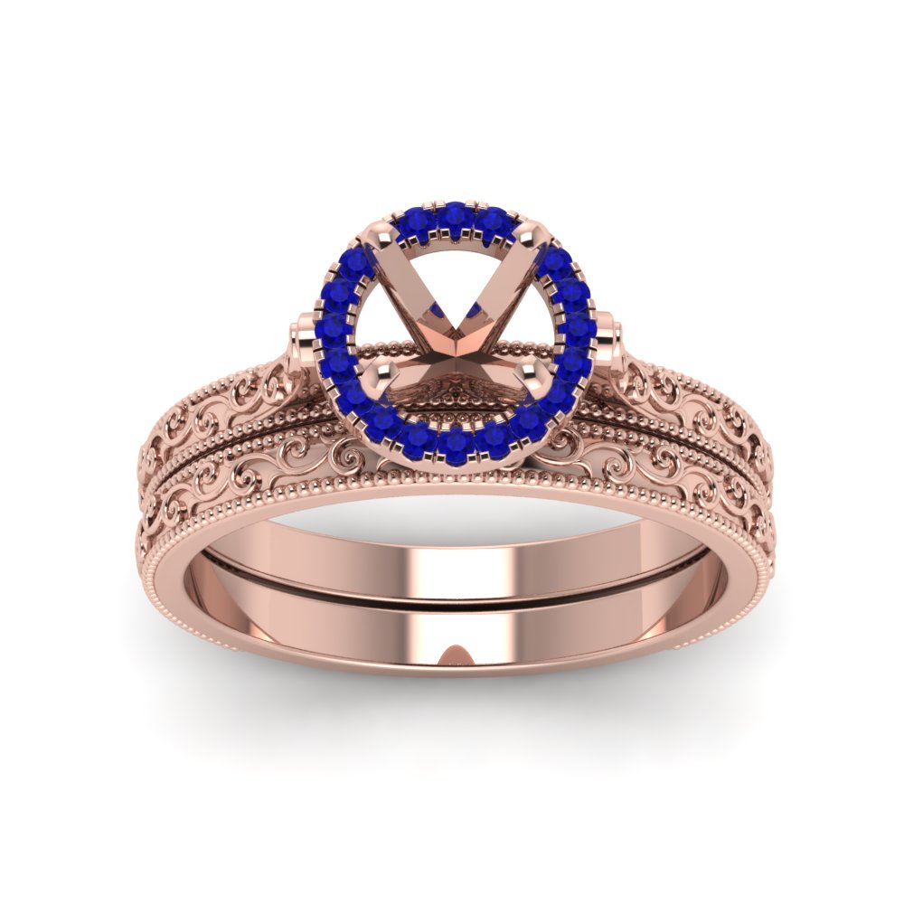 hand-engraved-semi-mount-halo-diamond-wedding-ring-set-with-sapphire-in-rose-gold-FD8588ROSMGSABLANGLE5-NL-RG?v=1757666486