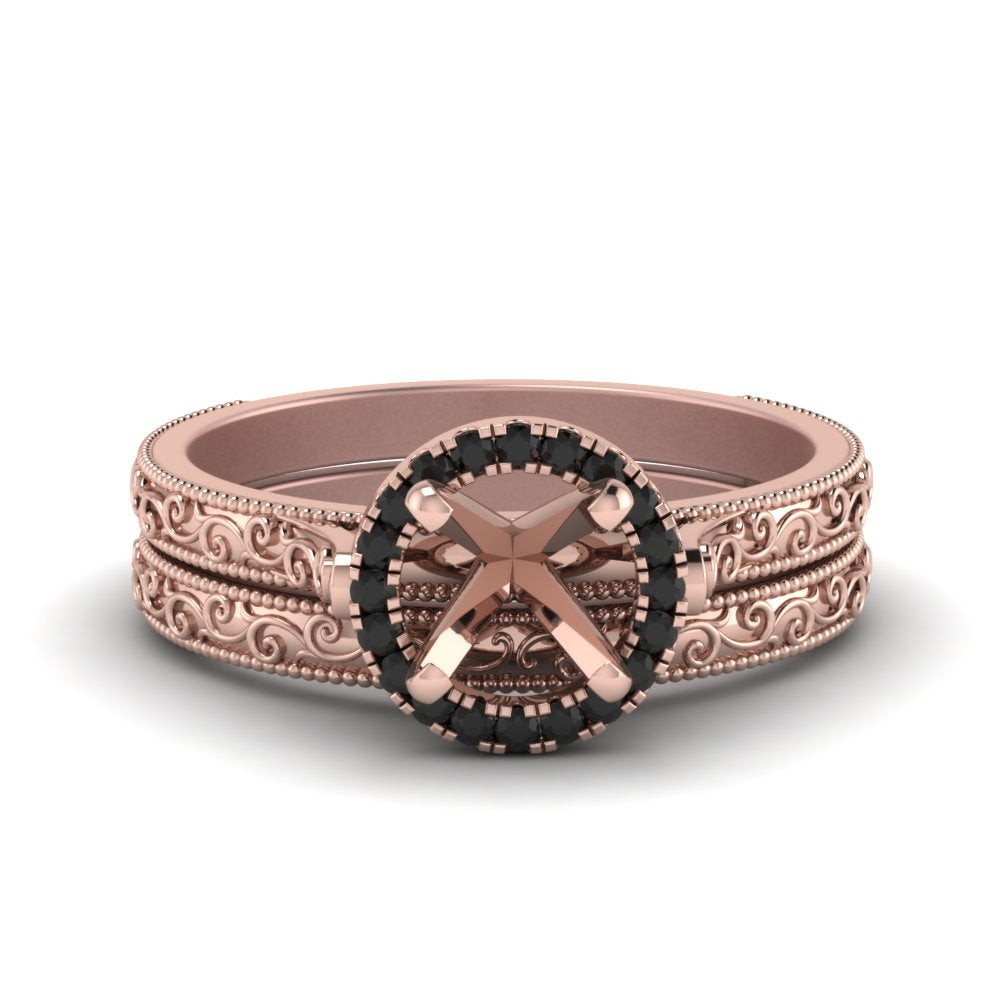 hand-engraved-semi-mount-halo-wedding-ring-set-with-black-diamond-in-rose-gold-FD8588ROSMGBLACK-NL-RG?v=1757666483