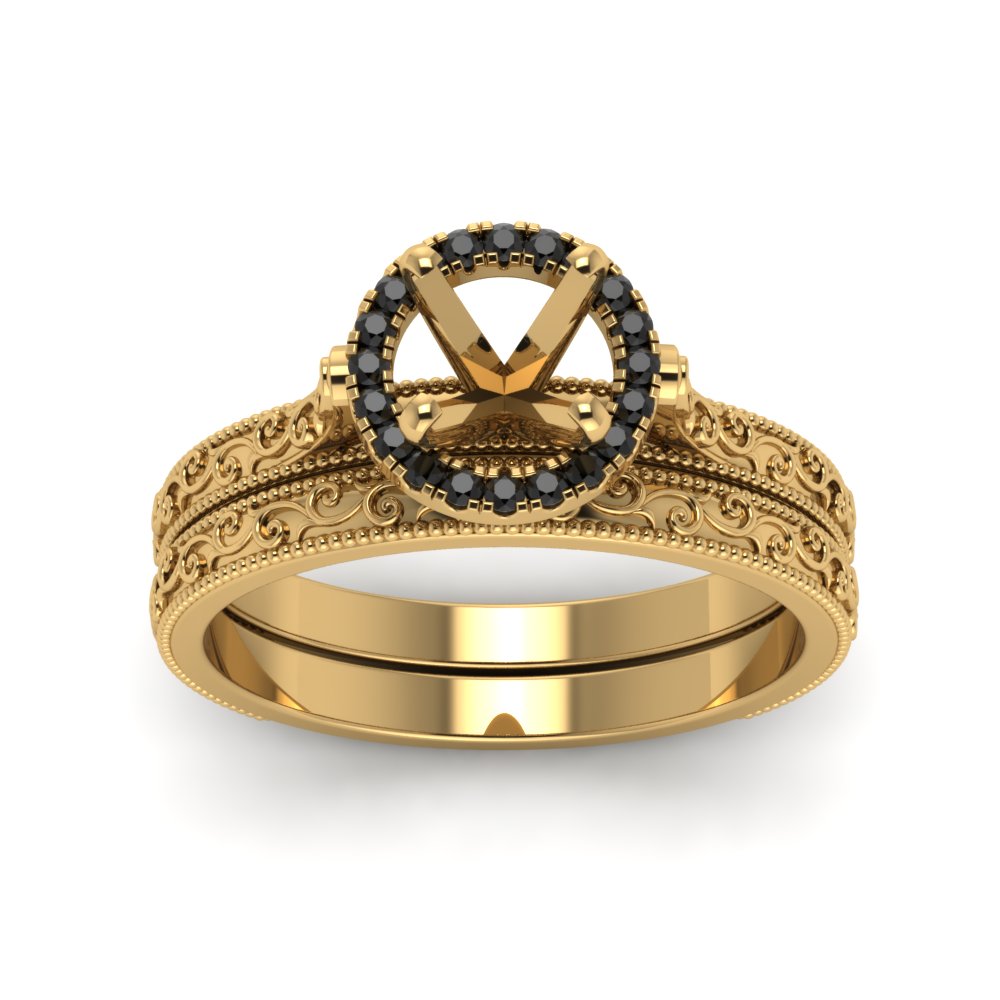 hand-engraved-semi-mount-halo-wedding-ring-set-with-black-diamond-in-yellow-gold-FD8588ROSMGBLACKANGLE5-NL-YG?v=1757666482
