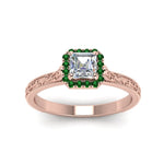 Load image into Gallery viewer, hand-engraved-vintage-asscher-diamond-engagement-ring-with-emerald-halo-in-rose-gold-FD8588ASRGEMGRANGLE5-NL-RG?v=1757678067
