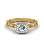 Load image into Gallery viewer, hand-engraved-vintage-asscher-diamond-engagement-ring-with-halo-in-yellow-gold-FD8588ASR-NL-YG?v=1757588473
