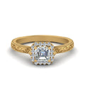 Thumbnail 1 - hand-engraved-vintage-asscher-diamond-engagement-ring-with-halo-in-yellow-gold-FD8588ASR-NL-YG?v=1757588473