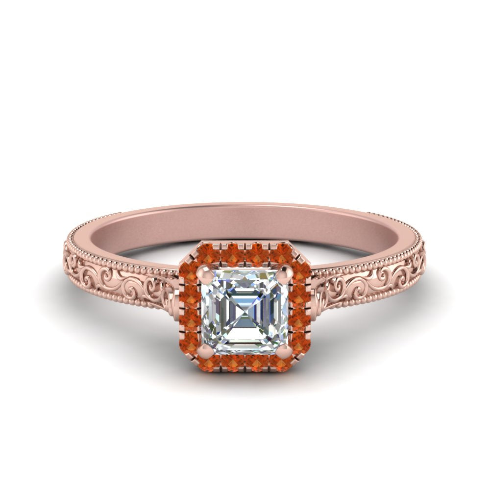 hand-engraved-vintage-asscher-diamond-engagement-ring-with-orange-sapphire-halo-in-rose-gold-FD8588ASRGSAOR-NL-RG?v=1757588472
