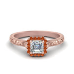 Load image into Gallery viewer, hand-engraved-vintage-asscher-diamond-engagement-ring-with-orange-sapphire-halo-in-rose-gold-FD8588ASRGSAOR-NL-RG_eac86387-f877-4b2a-a5a5-da2545e097cf?v=1757589527
