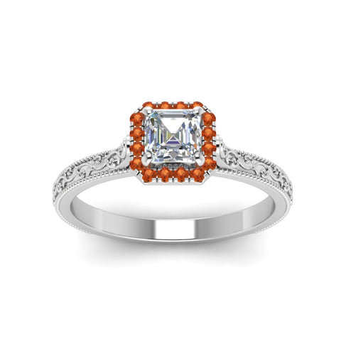 hand-engraved-vintage-asscher-diamond-engagement-ring-with-orange-sapphire-halo-in-white-gold-FD8588ASRGSAORANGLE5-NL-WG?v=1757588473