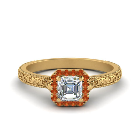 hand-engraved-vintage-asscher-diamond-engagement-ring-with-orange-sapphire-halo-in-yellow-gold-FD8588ASRGSAOR-NL-YG?v=1757588472