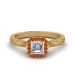 Load image into Gallery viewer, hand-engraved-vintage-asscher-diamond-engagement-ring-with-orange-sapphire-halo-in-yellow-gold-FD8588ASRGSAOR-NL-YG_d4ee1e57-ebf4-4573-83d6-9edf0a841b7a?v=1757589528
