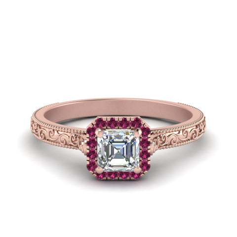 hand-engraved-vintage-asscher-diamond-engagement-ring-with-pink-sapphire-halo-in-rose-gold-FD8588ASRGSADRPI-NL-RG?v=1757588473