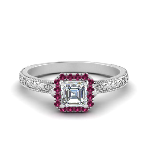 hand-engraved-vintage-asscher-diamond-engagement-ring-with-pink-sapphire-halo-in-white-gold-FD8588ASRGSADRPI-NL-WG?v=1757588472