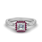 Load image into Gallery viewer, hand-engraved-vintage-asscher-diamond-engagement-ring-with-pink-sapphire-halo-in-white-gold-FD8588ASRGSADRPI-NL-WG_7f3b99d9-1309-458b-82b8-50ddb67edb6c?v=1757589527
