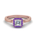 Thumbnail 88 - hand-engraved-vintage-asscher-diamond-engagement-ring-with-purple-topaz-halo-in-rose-gold-FD8588ASRGVITO-NL-RG?v=1757678067