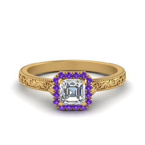 hand-engraved-vintage-asscher-diamond-engagement-ring-with-purple-topaz-halo-in-yellow-gold-FD8588ASRGVITO-NL-YG?v=1757678067