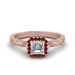Load image into Gallery viewer, hand-engraved-vintage-asscher-diamond-engagement-ring-with-ruby-halo-in-rose-gold-FD8588ASRGRUDR-NL-RG_534f2281-749a-4f81-ae37-fe8438272e4f?v=1757589528
