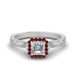 Load image into Gallery viewer, hand-engraved-vintage-asscher-diamond-engagement-ring-with-ruby-halo-in-white-gold-FD8588ASRGRUDR-NL-WG?v=1757678067
