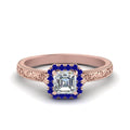 Thumbnail 19 - hand-engraved-vintage-asscher-diamond-engagement-ring-with-sapphire-halo-in-rose-gold-FD8588ASRGSABL-NL-RG?v=1757588473