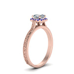 Load image into Gallery viewer, hand-engraved-vintage-asscher-diamond-engagement-ring-with-sapphire-halo-in-rose-gold-FD8588ASRGSABLANGLE2-NL-RG?v=1757588474
